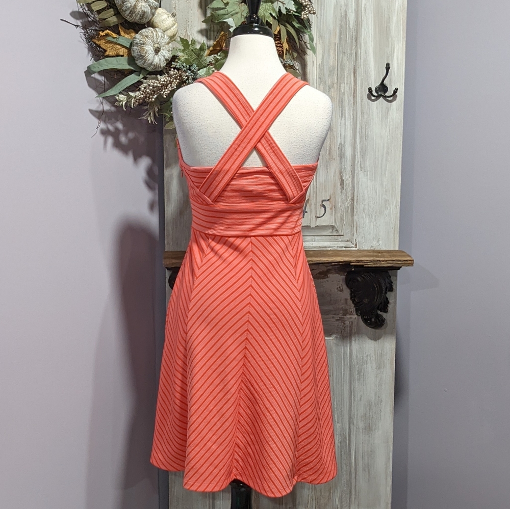 🧡SOLD💓Adrianna Papell pink/red striped dress - Picture 4 of 9